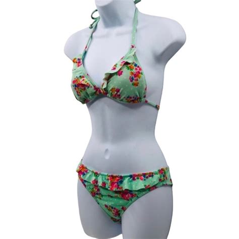 DELiA S Swim Delia Triangle Bikini Mint Green And Ditzy Floral