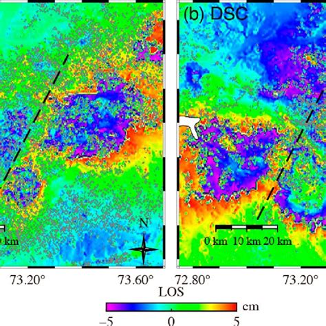 Observed Coseismic Deformation Interferograms Each Fringe Corresponds