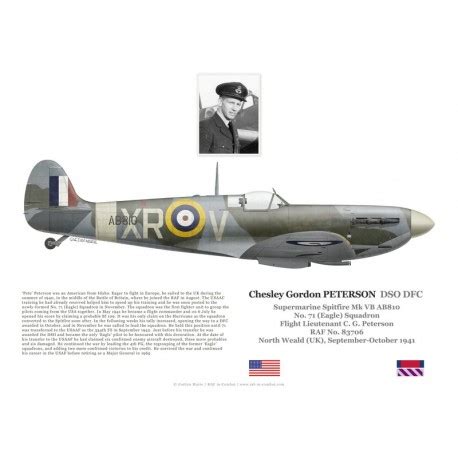 Chesley Peterson DSO DFC Spitfire Mk Vb AB810 No 71 Eagle Squadron