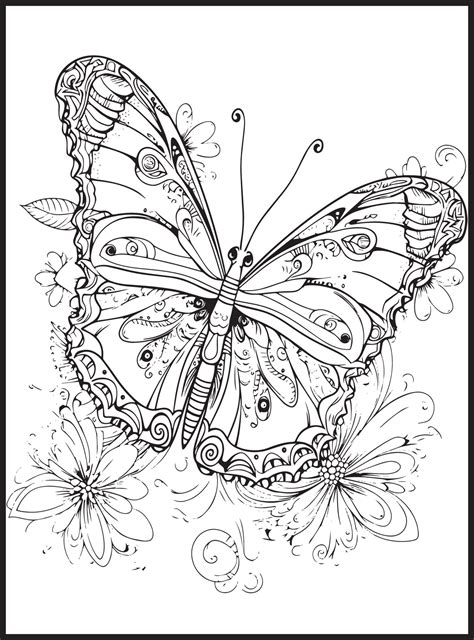 Butterfly Coloring Pages for Adults 23134396 Vector Art at Vecteezy