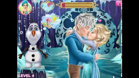 Disney Frozen Game Elsa Kissing Jack Frost Game For Kid Youtube