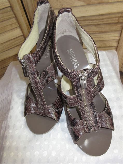 Michael Michael Kors Snake Emboss Leather Zip Heels D Gem