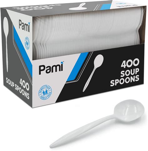 Amazon PAMI Medium Weight Disposable Plastic Soup Spoons 400 Pack