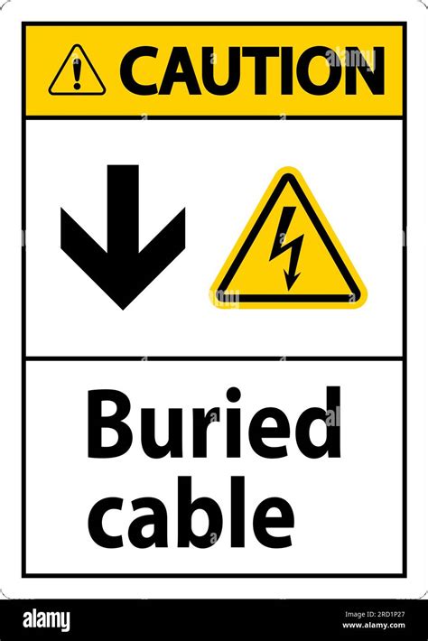 Caution Sign Buried Cable With Down Arrow And Electric Shock Symbol