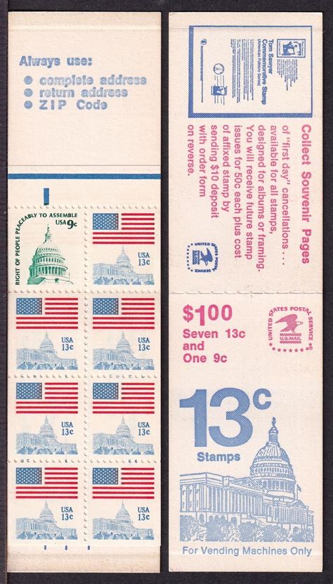 1977 Flag Over Capital Booklet Sc BK131 LRM Left MNH 1 Pane 1623a EBay