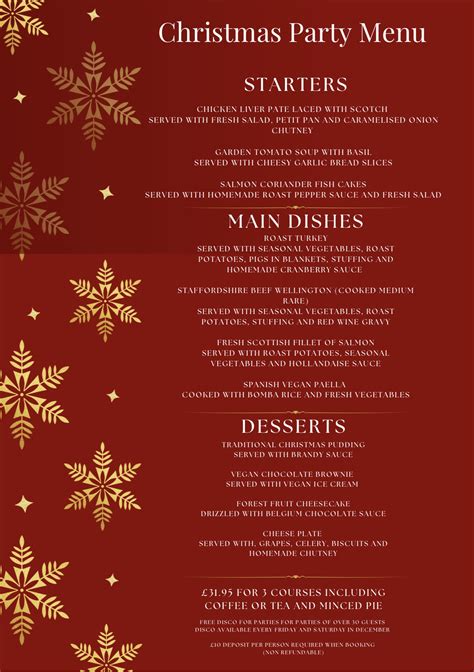 Christmas Menu - The Mill Restaurant