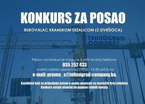 Konkurs Za Posao Tehnograd Company