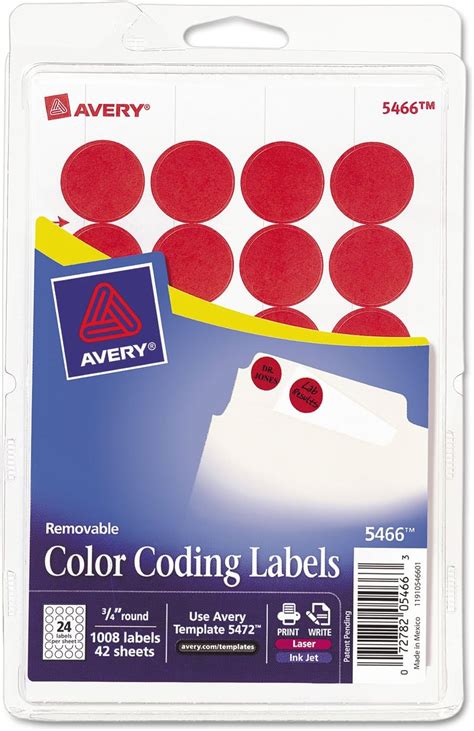 Amazon Avery Removable Labels Inch Round Pk Red