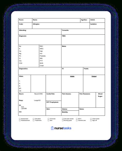 Nursing Report Sheet Templates Sample Template Samples