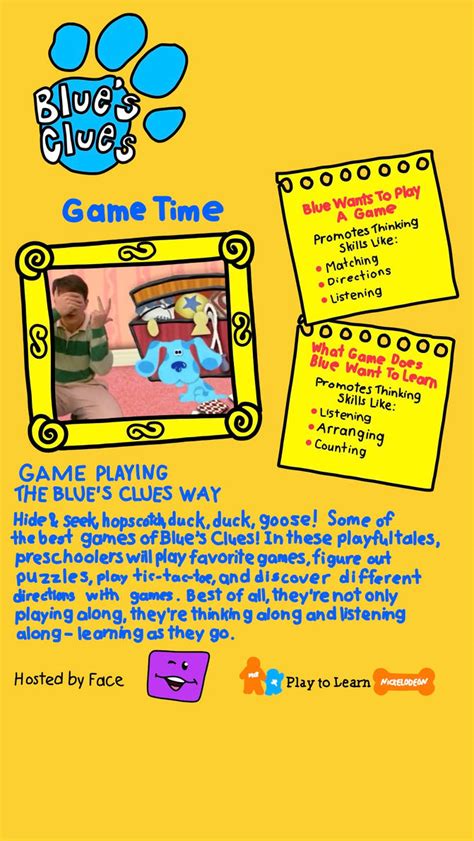 Blues Clues Game Time Vhs Back Cover By Thomascarr On Deviantart