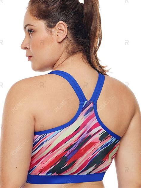 Colorful Printed Racerback Plus Size Sports Bra