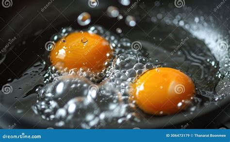 Two Eggs Being Fried In A Pan With Water A Cooking Masterpiece Ai Generated Stock Illustration