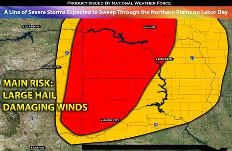 A Line Of Severe Storms Expected To Sweep Through The Northern Plains On Labor Day September 4th