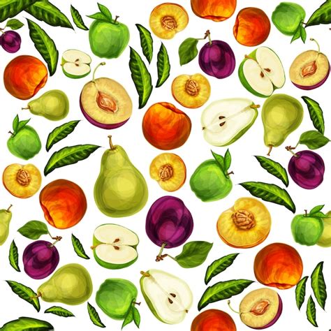 Premium Vector Seamless Mixed Sliced Fruits Pattern Background