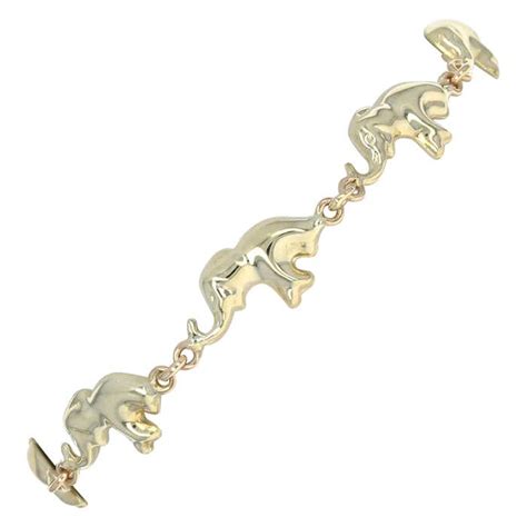 Yellow Gold Elephant Link Bracelet 14k Pachyderm For Sale At 1stdibs