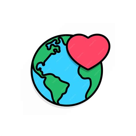 Premium Vector Earth With Red Heart Over White Background Illustration