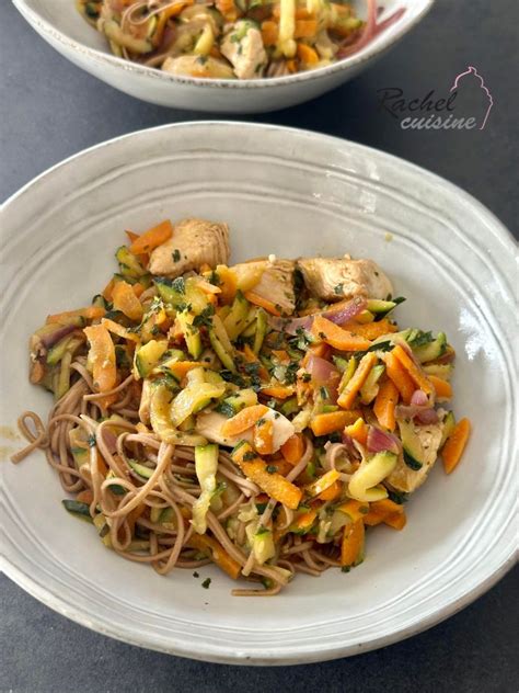 Wok De L Gumes Et Poulet Marin Avec Nouilles De Soba Rachel Cuisine