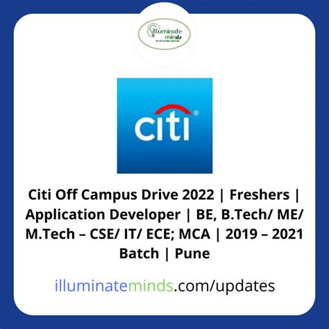 Citi Off Campus Drive 2022 Freshers Application Developer BE B