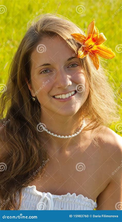 Sweet Brunette Girl Rests Stock Photo Image Of Sunny