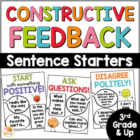 Giving Constructive Feedback Posters For Elementary Students