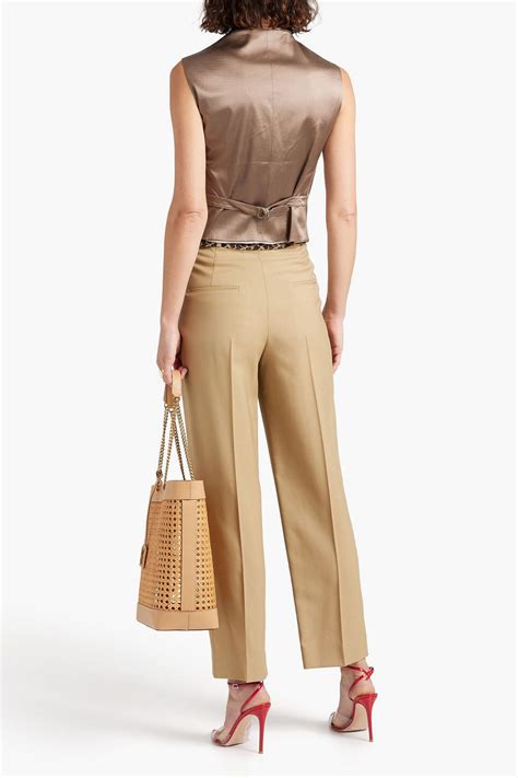 Saint Laurent Belted Wool Twill Straight Leg Pants The Outnet