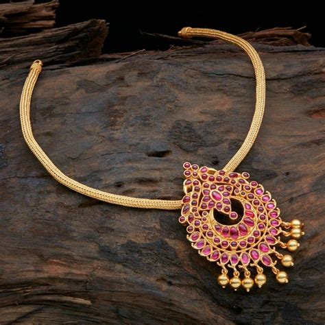 Gold Plated Pure Silver Ruby Attigai From Kushalsfashionjewellery