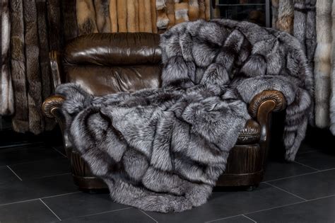 Saga Silver Fox Fur Blanket In Natural Color Lars Paustian