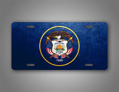 Utah State Flag License Plate UT Official Flag Symbol Auto Tag - Etsy