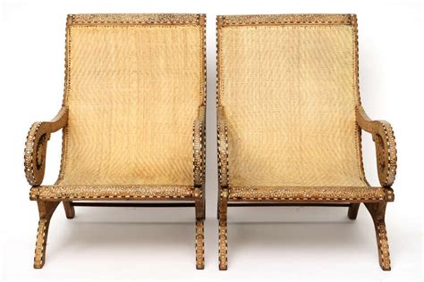 19th Century Rare Exotic Anglo-Indian Bone Inlay Palace Lounge Chairs For Sale at 1stDibs