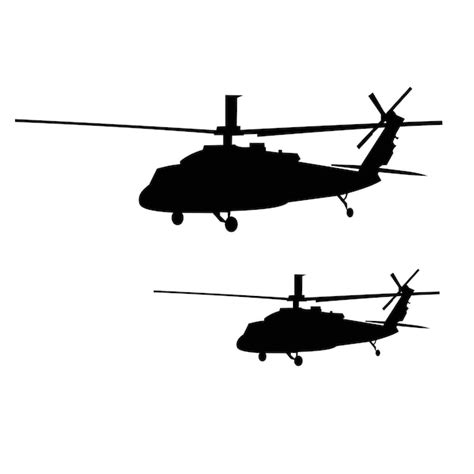 Silueta De Helic Ptero Militar Blackhawk Vector Premium