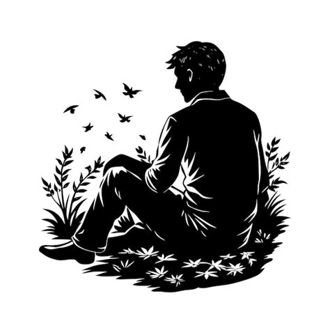 Sitting Silhouette Vector | Premium AI-generated vector