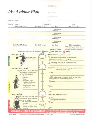 Fillable Online My Asthma Plan For Adult Patients With Asthma Asthma