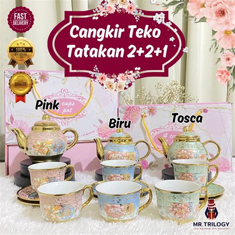 Jual Cangkir Teko Teapot Set In Hampers Gelas Teh Kopi Pot Gaya Eropa