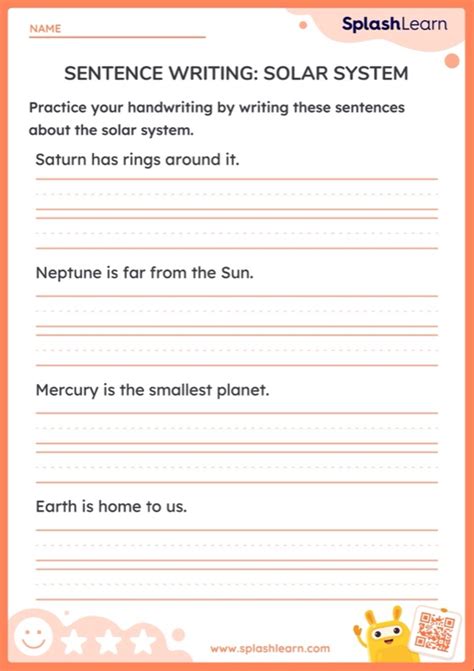 Sentence Writing Solar System — Printable Ela Worksheet