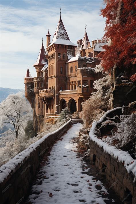 Free AI Image | Beautiful castle winter season