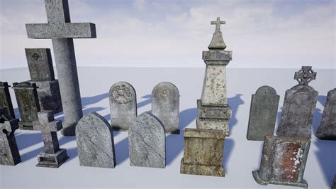 3d Model Graveyard Pack 1 Vr Ar Low Poly Cgtrader