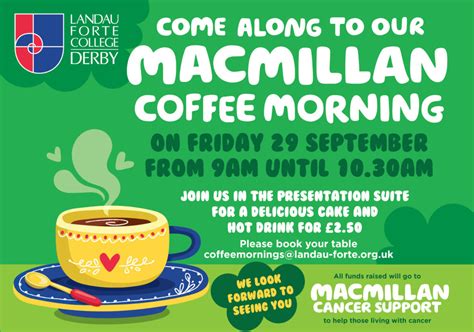 Macmillan Coffee Morning Landau Forte College Derby