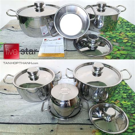 Bộ nồi 3 đáy Inox 430 thân Cool Fivestar FS-B3010 nắp inox, bảo hành 5 ...