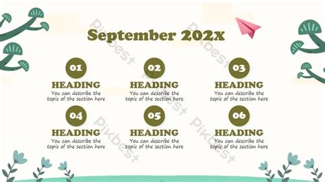 September Green Cartoon Calendar Chart PowerPoint | PSD Template Free ...