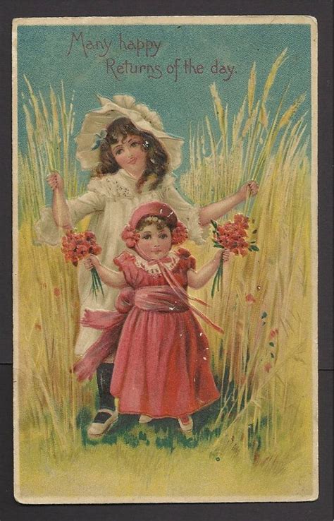 Vintage Embossed Greeting Card Many Happy Returns Of The Day Etsy