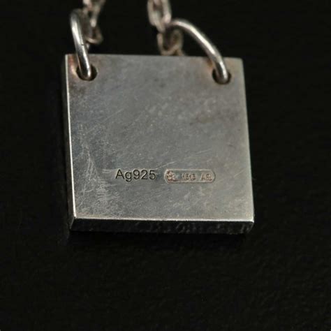 Gucci Sterling Trademark Logo Square Pendant Necklace | EBTH