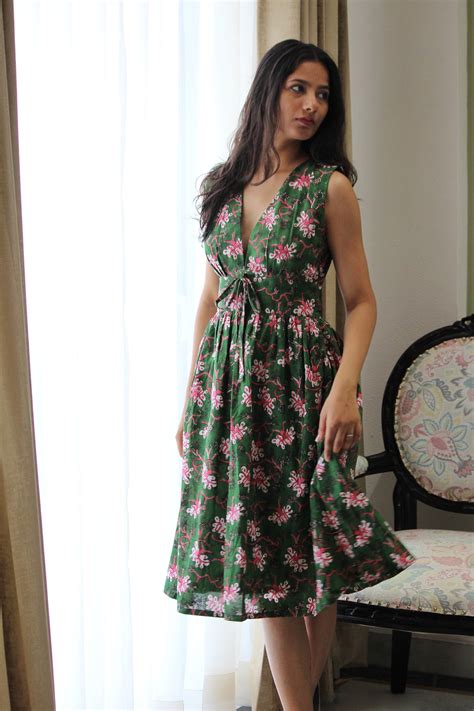Bird Song Plunge Dress - Mogra Designs