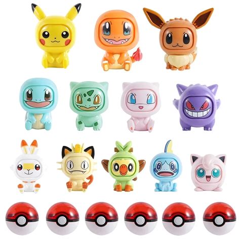 Genuine Anime Pokemon Pikachu Bulbasaur Pokeball Set Eevee Gengar