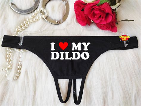 I Love My Dildo Thong PantiesBlack Sexy Thong Etsy