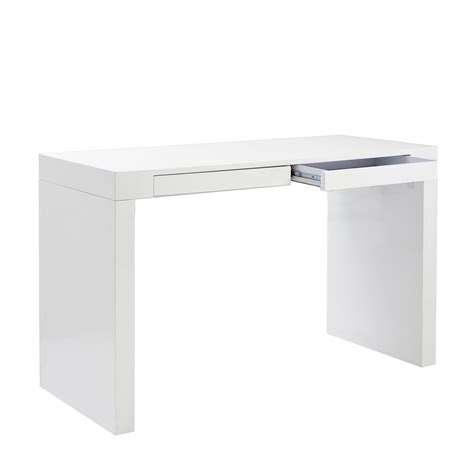 Modern 47" White Lacquer Office Desk with Drawers - OfficeDesk.com