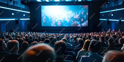 A movie theater with a screen that says the audience | Premium AI ...