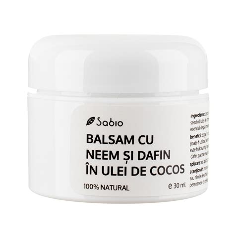 Balsam Cu Neem Si Dafin In Ulei De Cocos Ml Sabio Dr Max Farmacie