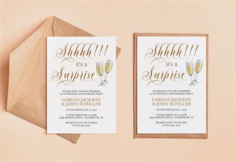 Editable Minimalist 40th Anniversary Invitation Surprise, Printable 40 ...