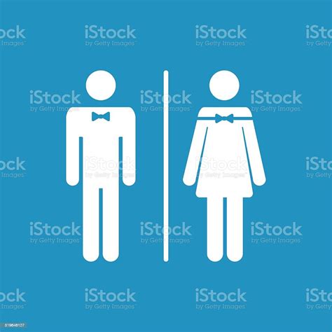 Vector Silhouette Male And Female Wc Icon Denoting Toilet Restroom