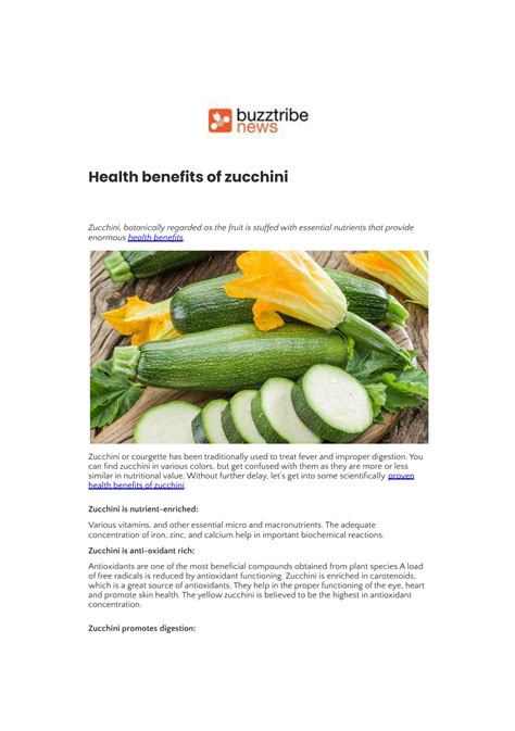 Ppt Health Benefits Of Zucchinidocx Powerpoint Presentation Free